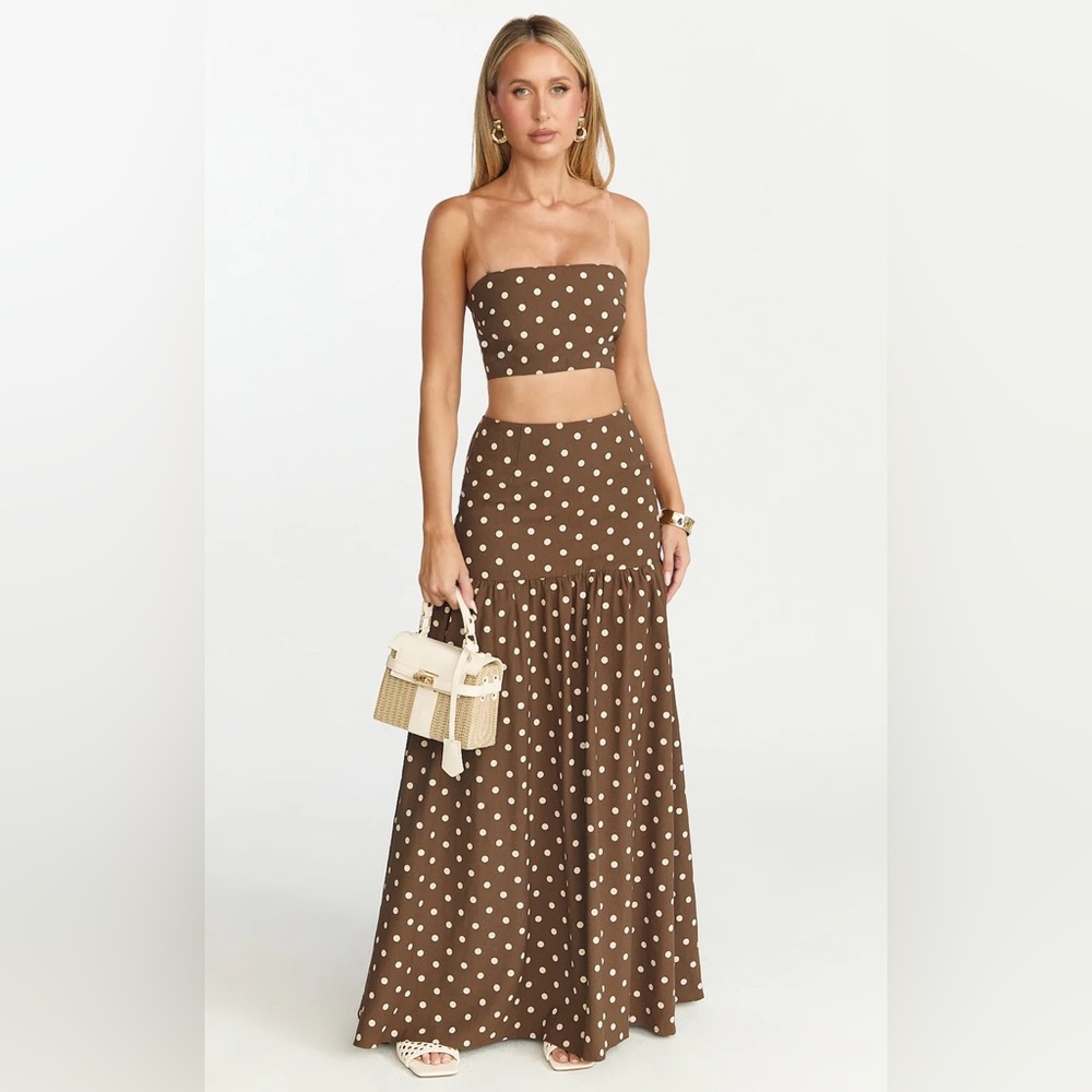 Polka Dot Strapless Maxi Skirt Set